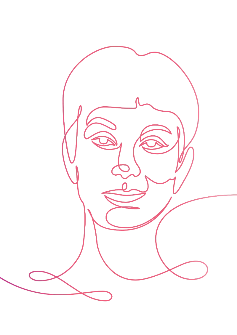 Line illustration of Facial Feminization patient Lory