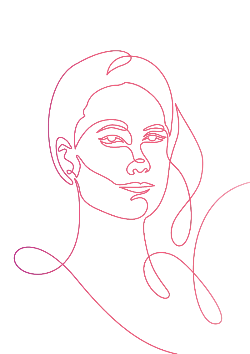 Line illustration of Facial Feminization patient Mayra