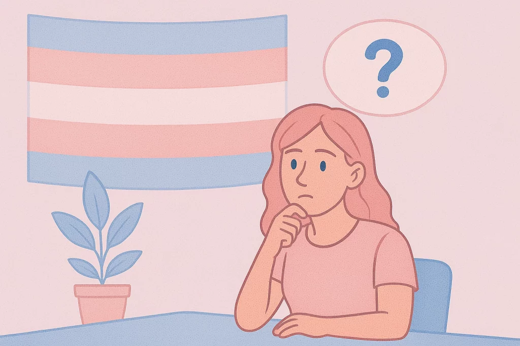 Mujer transgénero que necesita apoyo sobre cómo iniciar su transición.